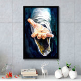 Jesus Give Me Your Hand Water Color Painting, Framed Canvas Prints Wall Art Home Decor,Floating Frame, Ready to Hang