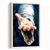 Jesus Give Me Your Hand Water Color Painting, Framed Canvas Prints Wall Art Home Decor,Floating Frame, Ready to Hang