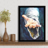 Jesus Give Me Your Hand Water Color Painting, Framed Canvas Prints Wall Art Home Decor,Floating Frame, Ready to Hang