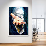 Jesus Give Me Your Hand Water Color Painting, Framed Canvas Prints Wall Art Home Decor,Floating Frame, Ready to Hang
