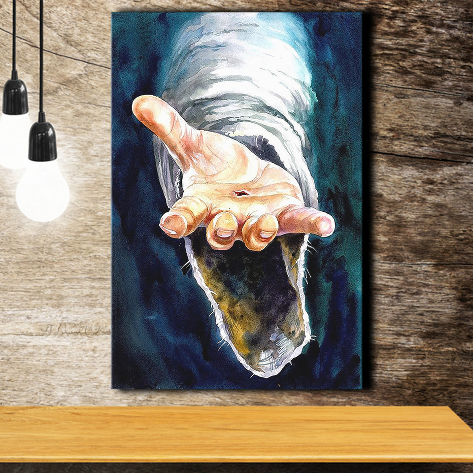 Jesus Give Me Your Hand Water Color Painting, Canvas Prints Wall Art Home Decor, Ready to Hang
