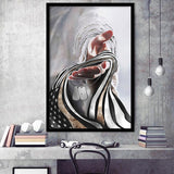 Jesus Hand Marine Veteran Flag Vertical Framed Framed Art Prints Wall Decor - Painting Prints, Veteran Gift