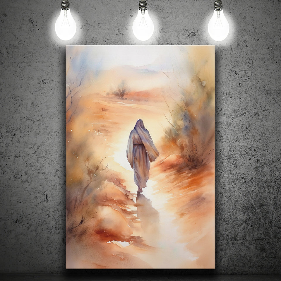Jesus Walking In The Desert, Watercolor Painting Canvas Prints Wall Art, Home Living Room Decor, Large Canvas