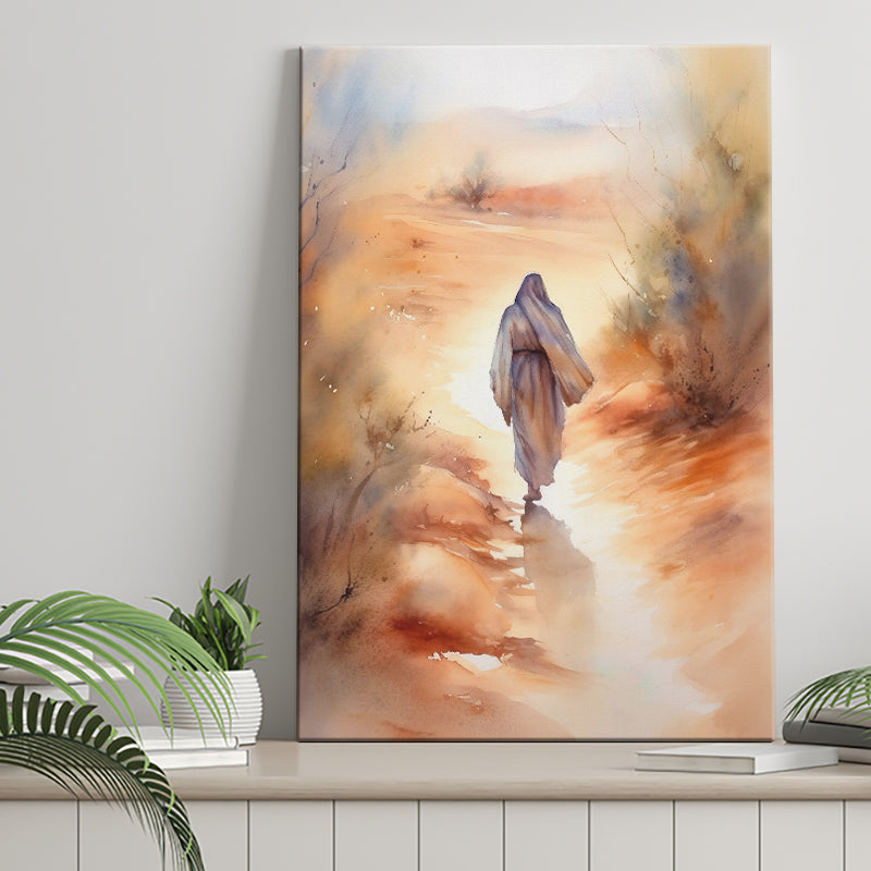 Abstract Christ Walking On Water Inspiring Watercolor, Canvas Prints W –  UnixCanvas