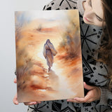 Jesus Walking In The Desert, Watercolor Painting Canvas Prints Wall Art, Home Living Room Decor, Large Canvas