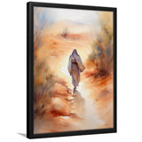 Jesus Walking In The Desert, Watercolor Painting Framed Art Prints Wall Decor, Framed Picture, Large Picture