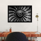 Jet Engine Black and White Canvas Wall Art - Framed Art, Prints For Sale, Painting For Sale, Framed Canvas, Painting Canvas