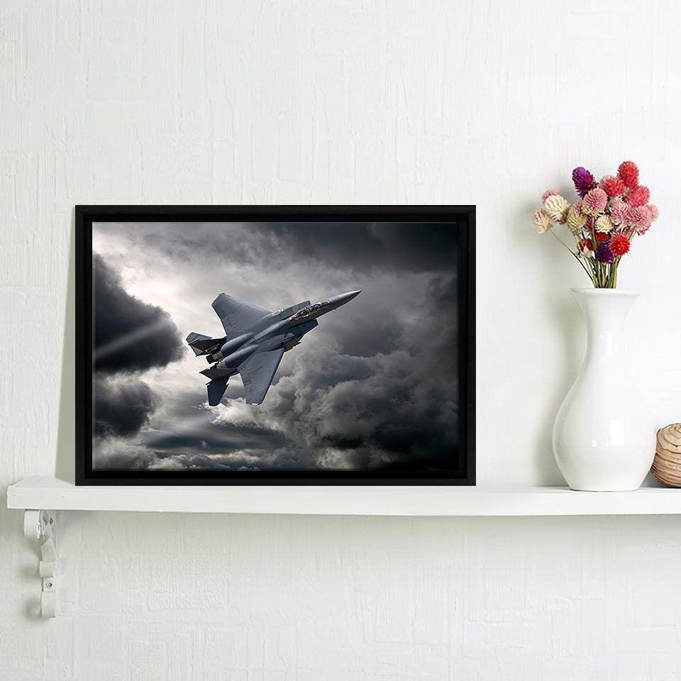 Jet F15 In The Sky Framed Canvas Wall Art - Framed Prints, Canvas Prints, Prints for Sale, Canvas Painting