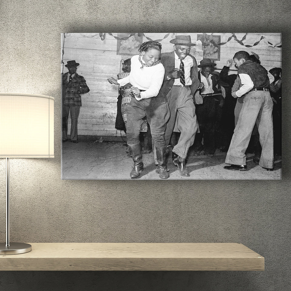 Jitterbug Black And White Print, Juke Joint Dance Canvas Prints Wall Art Home Decor