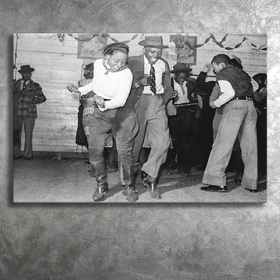 Jitterbug Black And White Print, Juke Joint Dance Canvas Prints Wall Art Home Decor