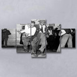 Jitterbug Black And White Print, Juke Joint Dance 5 Panels, Canvas Prints Wall Art Decor, Large Canvas Art