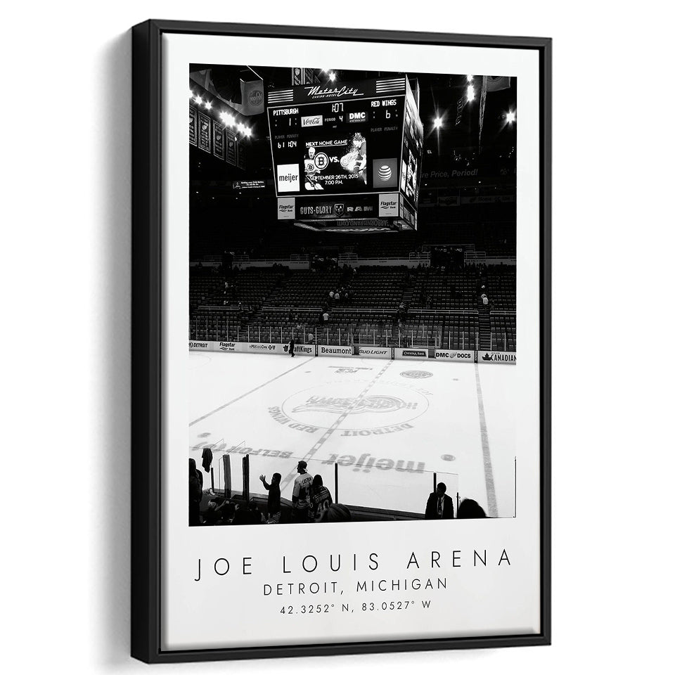 Joe Louis Arena Detroit Red Wings Ice Hockey Lovers Framed Canvas Prints Wall Art Home Decor, Floating Frame