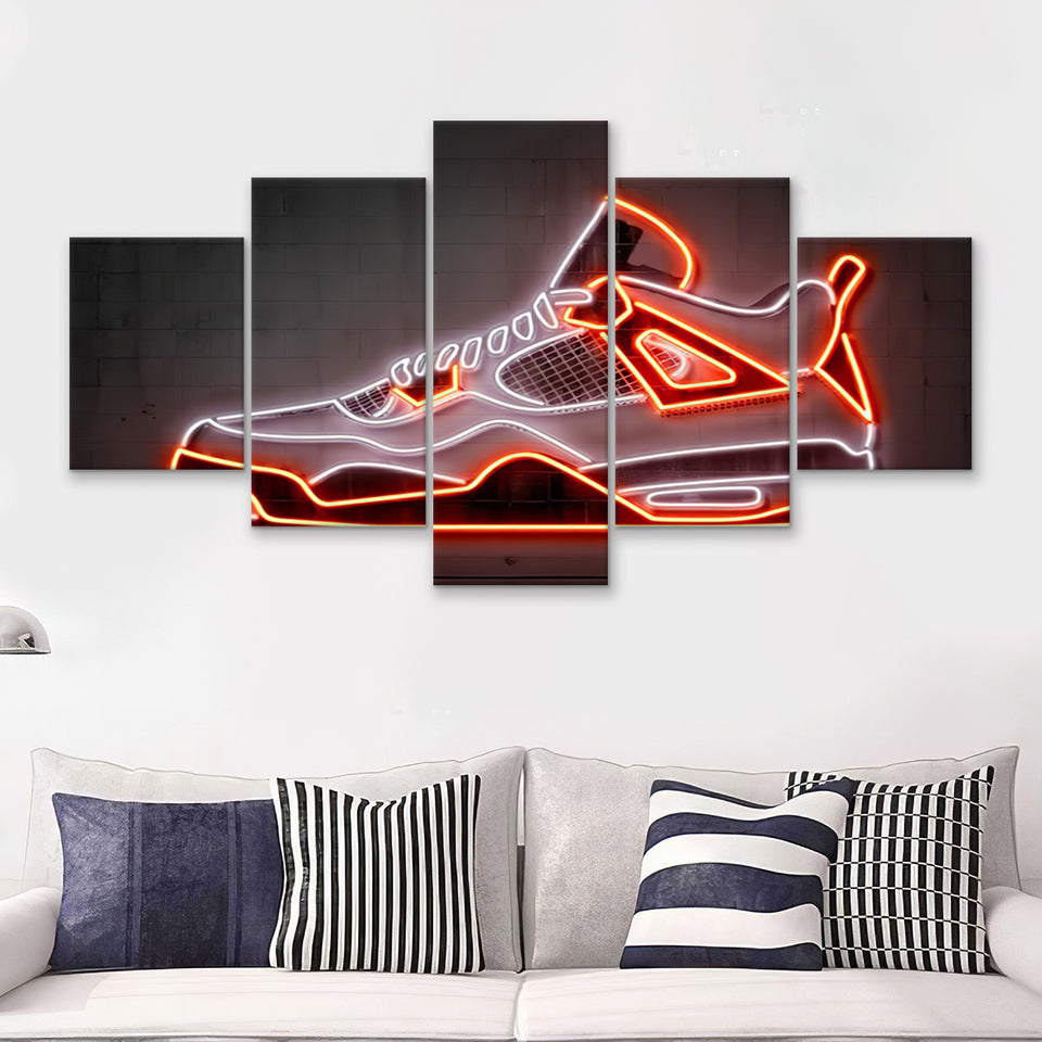 Jordan 4 Sneaker Art Print 5 Pieces Canvas Prints Wall Art - Painting Canvas, Multi Panels, Wall Decor