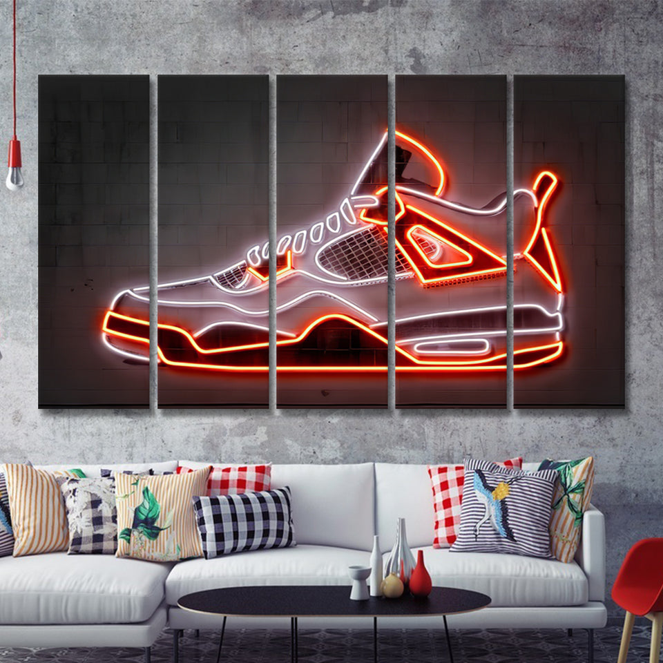 Neon Sneaker Art 5 Pieces B Canvas Wall Art - Painting Ca – UnixCanvas