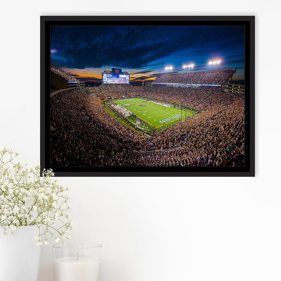 Jordan Hare Stadium Framed Canvas Prints Auburn Tigers Wall Art,Sport Stadium Art Prints, Fan Gift