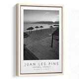 Juan Les Pins Black And White Art Framed Canvas Prints Wall Art Home Decor, Floating Frame