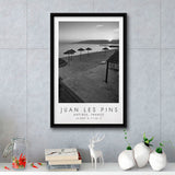 Juan Les Pins Black And White Art Framed Canvas Prints Wall Art Home Decor, Floating Frame