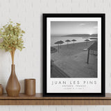 Juan Les Pins Black And White Art Framed Canvas Prints Wall Art Home Decor, Floating Frame