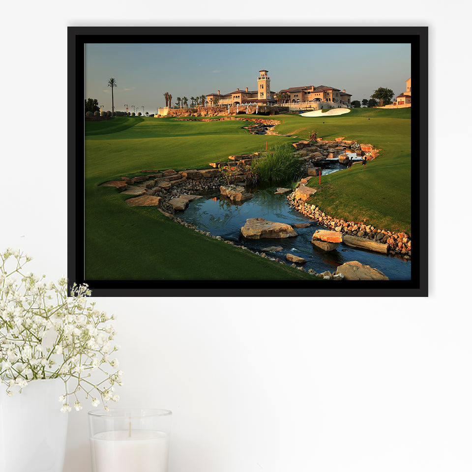 Jumeirah G Estates (Earth) Golf Courses At Dubai, United Arab Emirates, Framed Canvas Prints Wall Art Decor, Floating Frame