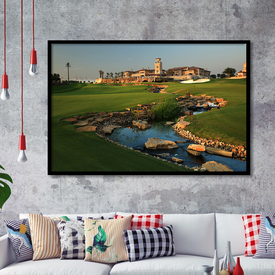 Jumeirah G Estates (Earth) Golf Courses At Dubai, United Arab Emirates, Golf Sport Print, Golf Lover, Framed Art Prints Home Decor