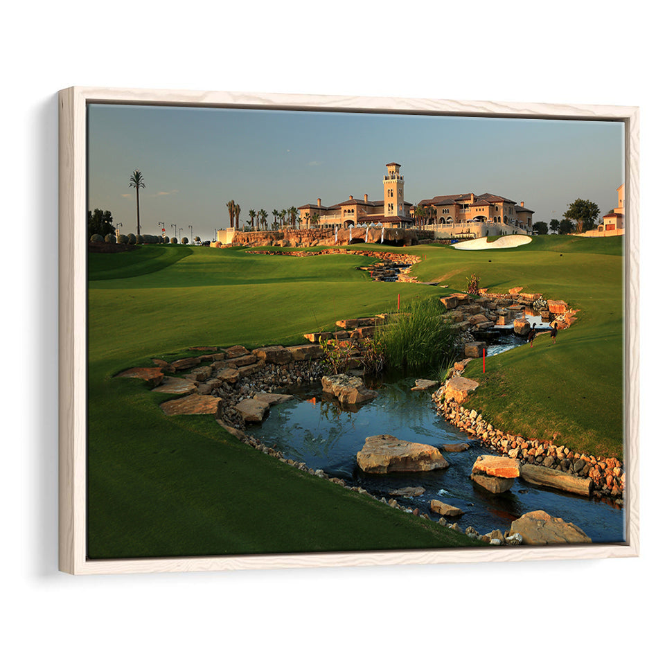 Jumeirah G Estates (Earth) Golf Courses At Dubai, United Arab Emirates, Framed Canvas Prints Wall Art Decor, Floating Frame
