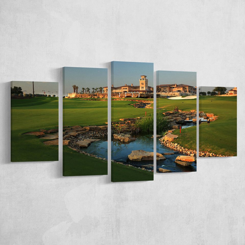 Jumeirah G Estates (Earth) Golf Courses At Dubai, United Arab Emirates, Golf Art Print, 5 Panels Canvas Prints Wall Art
