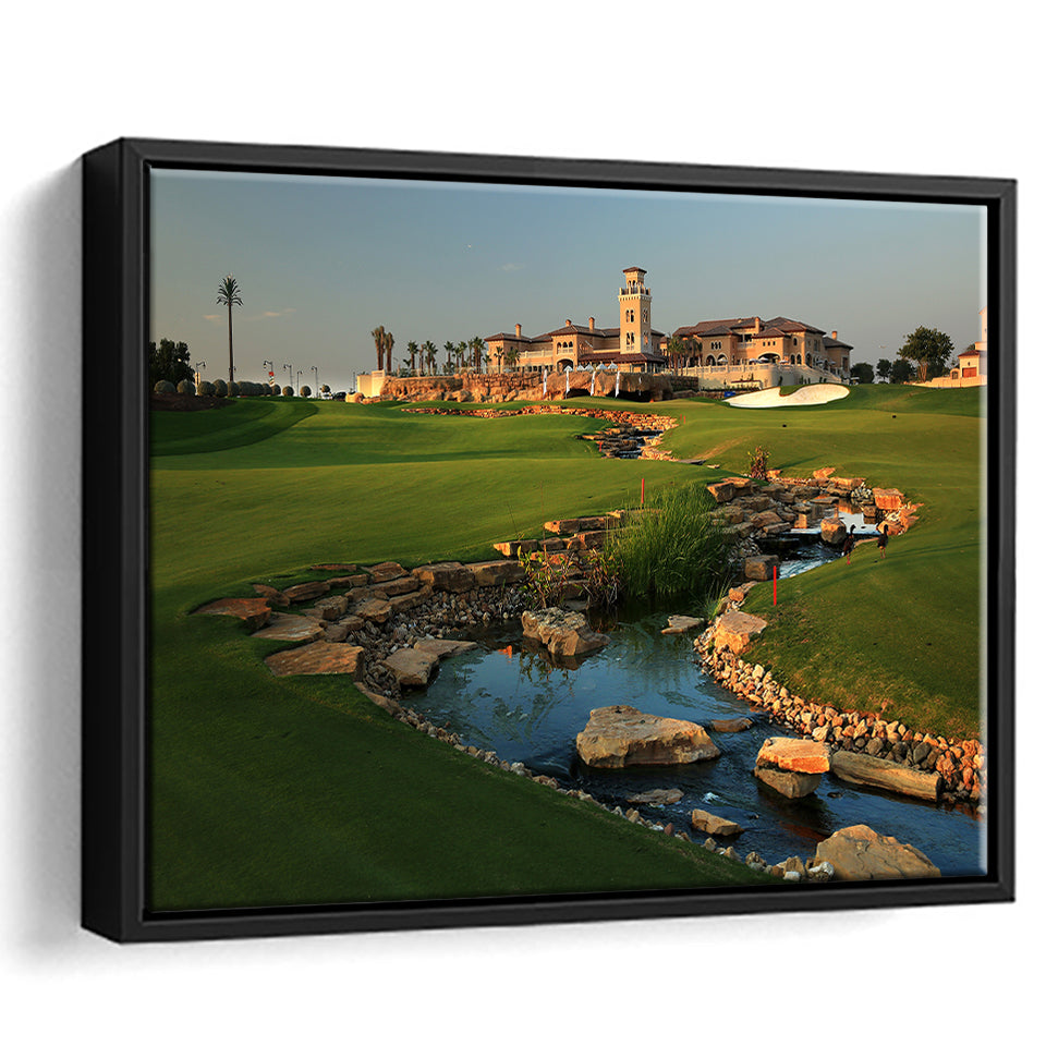 Jumeirah G Estates (Earth) Golf Courses At Dubai, United Arab Emirates, Framed Canvas Prints Wall Art Decor, Floating Frame