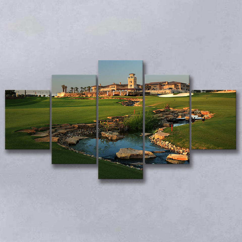 Jumeirah G Estates (Earth) Golf Courses At Dubai, United Arab Emirates, Golf Art Print, 5 Panels Canvas Prints Wall Art