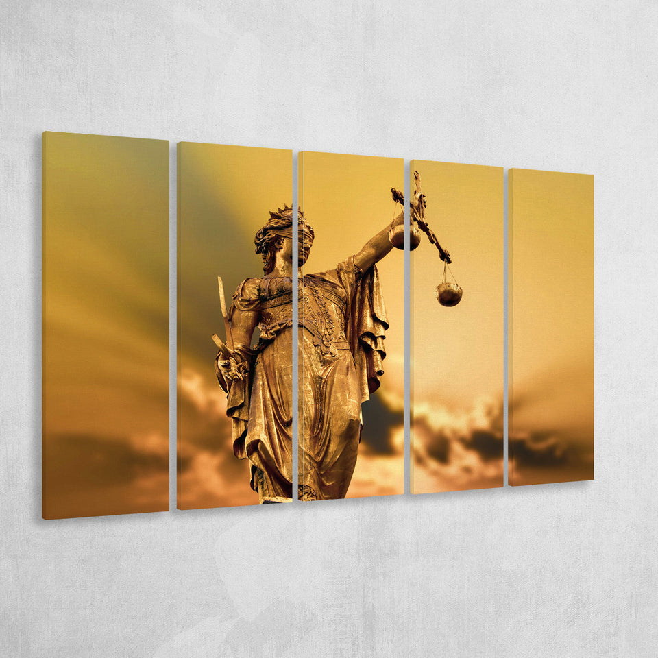 Justice, Gift for Lawyer Office Decor Judge 5 Panels B,Large Canvas,Canvas Prints Wall Art Home Decor