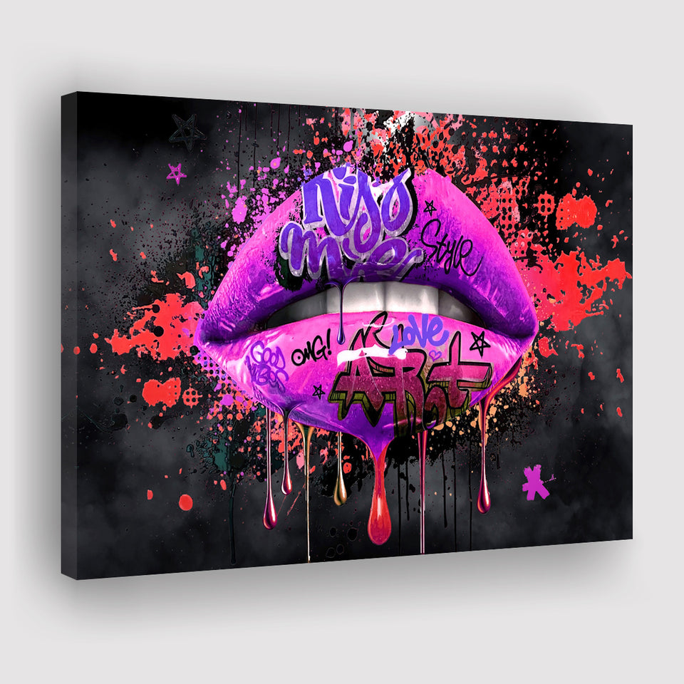 Kiss Me Lip Art Modern Home Canvas Prints Wall Art Decor - Painting Canvas, Home Decor, Art Print, Art For Sale
