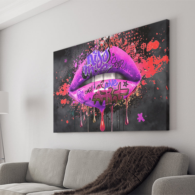 Kiss Me Lip Art Modern Home Canvas Prints Wall Art Decor - Painting Canvas, Home Decor, Art Print, Art For Sale
