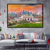 Kansas City Missouri Usa Downtown Skyline City Art Watercolor Framed Canvas Prints Wall Art Home Decor,Floating Frame