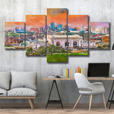 Kansas City Missouri Usa Downtown Skyline 5 Pieces Mixed Canvas Prints Wall Art Home Decor