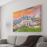 Kansas City Missouri Usa Downtown Skyline City Art Watercolor Canvas Prints Wall Art Home Decor, Large Canvas