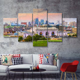 Kansas City Cityscape 5 Piece Canvas Prints Wall Art Decor - Painting Canvas, Multi Panels