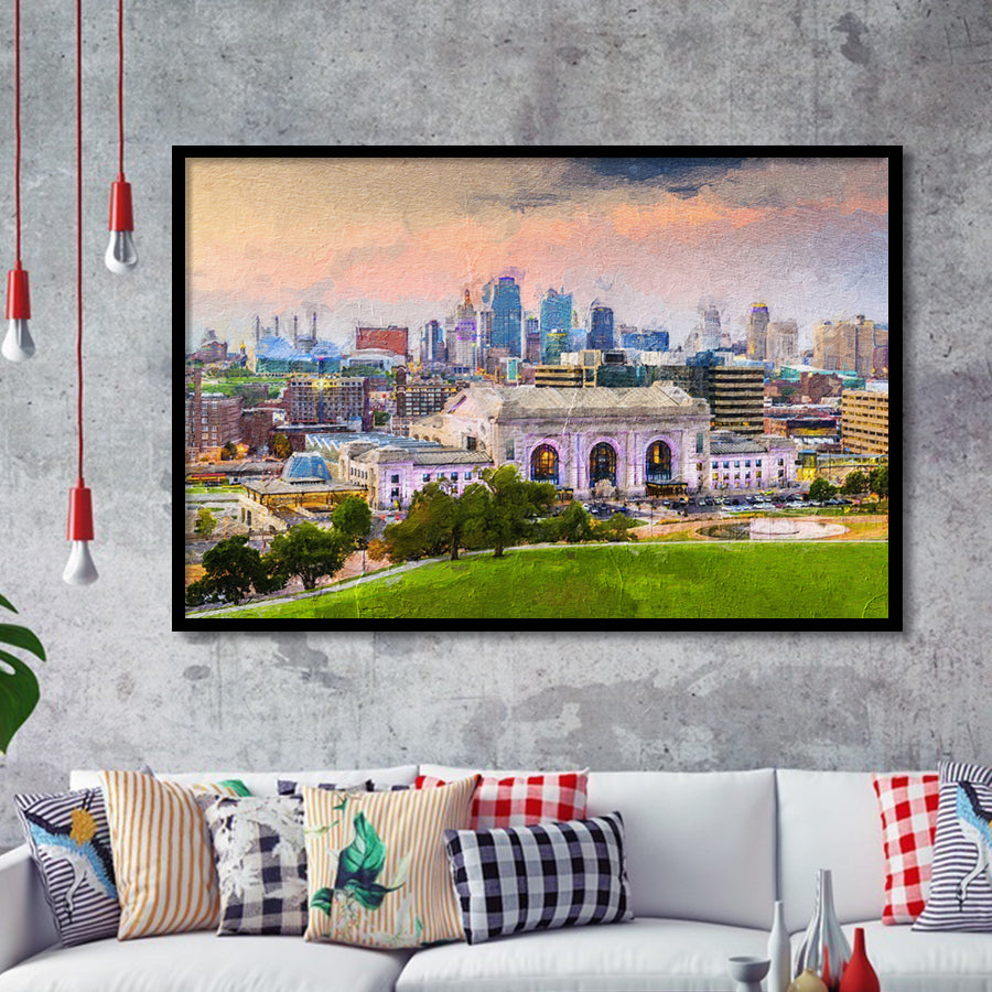 Kansas City Cityscape Framed Art Prints Wall Decor - Painting Prints, Framed Picture, Home Decor