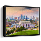 Kansas City Cityscape Framed Canvas Prints Wall Art Decor - Paiting Canvas, Art Prints, Floating Frame