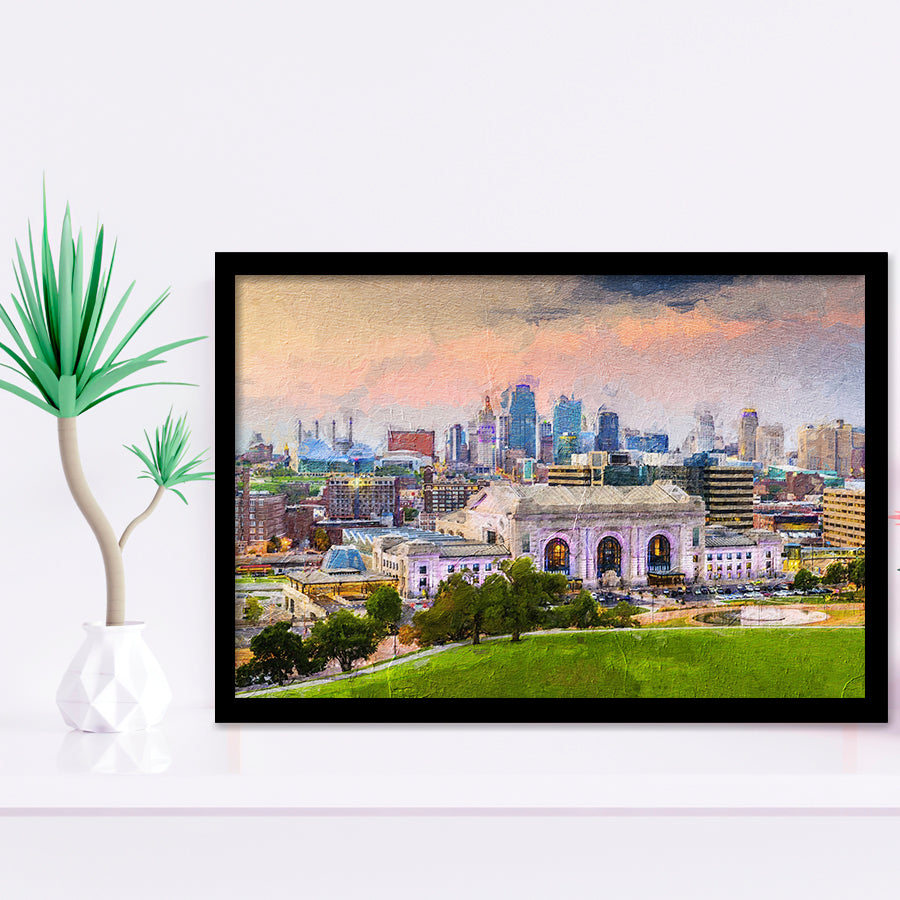 Kansas City Cityscape Framed Art Prints Wall Decor - Painting Prints, Framed Picture, Home Decor
