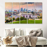 Kansas City Cityscape 5 Piece B Canvas Prints Wall Art Decor - Painting Canvas, Multi Panels