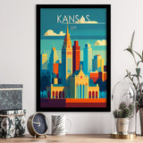 Kansas City Retro Art Print, City Art Print, Framed Art Print Wall Art Home Decor, Framed Picture