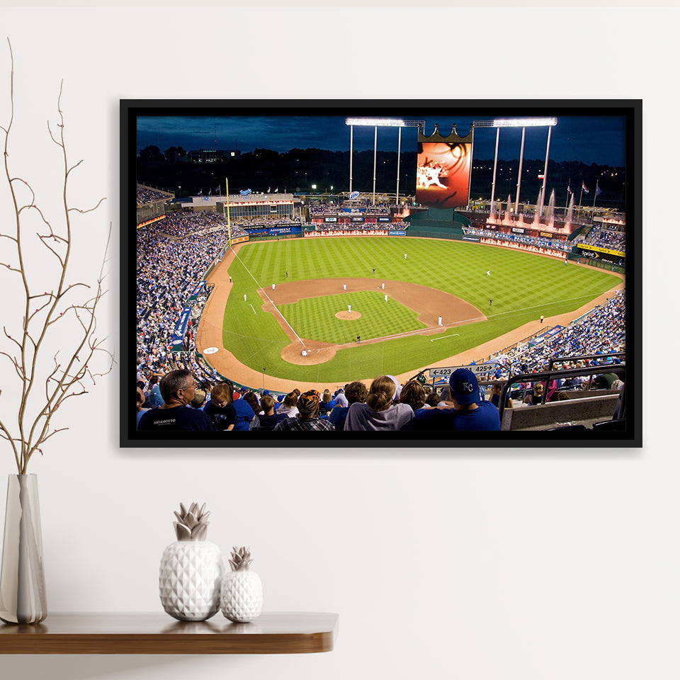 Kansas City Royals Wall Art Kauffman Stadium Framed Canvas Prints,Sport Stadium Art Prints, Fan Gift