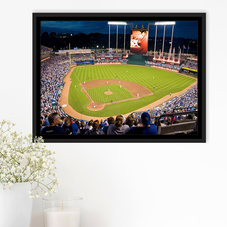 Kansas City Royals Wall Art Kauffman Stadium Framed Canvas Prints,Sport Stadium Art Prints, Fan Gift