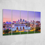 Kansas City Skyline, Kansas City Canvas Art 5 Panels B,Large Canvas,Canvas Prints Wall Art Home Decor