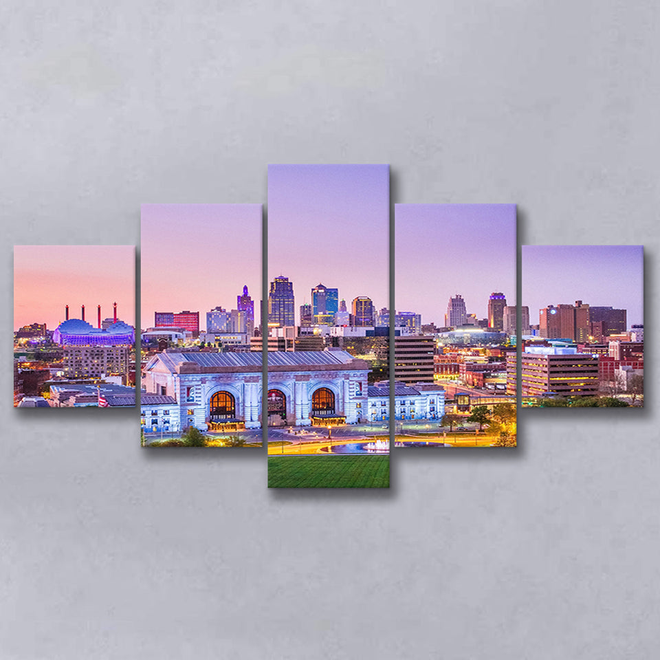 Kansas City Skyline, Kansas City Canvas Art Multi Panels,Canvas Prints Wall Art Home Decor