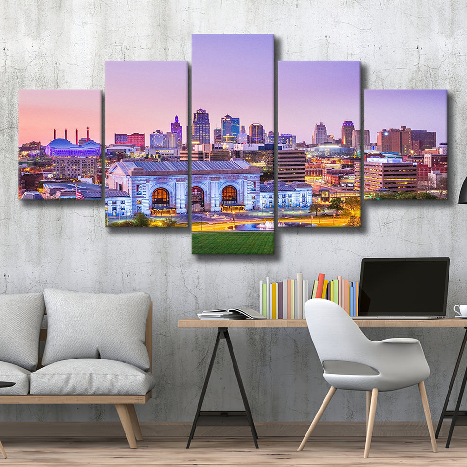 Kansas City Skyline, Kansas City Canvas Art Multi Panels,Canvas Prints Wall Art Home Decor