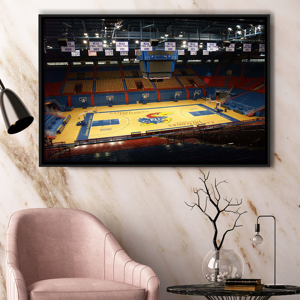 Kansas Jayhawks Stadium Framed Canvas Prints Allen Fieldhouse Wall Art Basketball,Sport Stadium Art Prints, Fan Gift