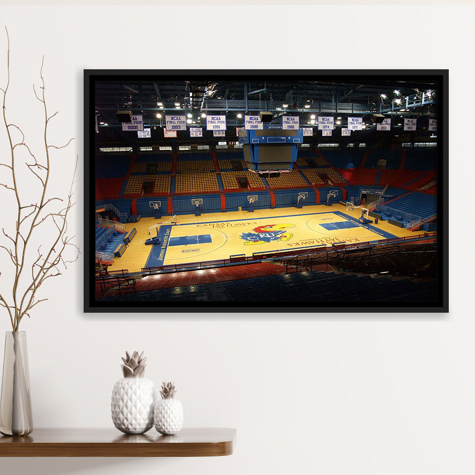 Kansas Jayhawks Stadium Framed Canvas Prints Allen Fieldhouse Wall Art Basketball,Sport Stadium Art Prints, Fan Gift