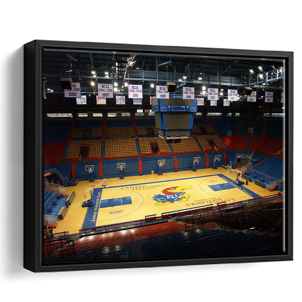 Kansas Jayhawks Stadium Framed Canvas Prints Allen Fieldhouse Wall Art Basketball,Sport Stadium Art Prints, Fan Gift