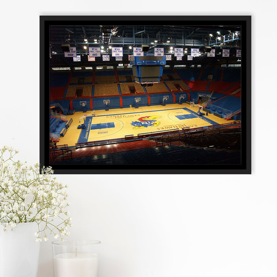 Kansas Jayhawks Stadium Framed Canvas Prints Allen Fieldhouse Wall Art Basketball,Sport Stadium Art Prints, Fan Gift