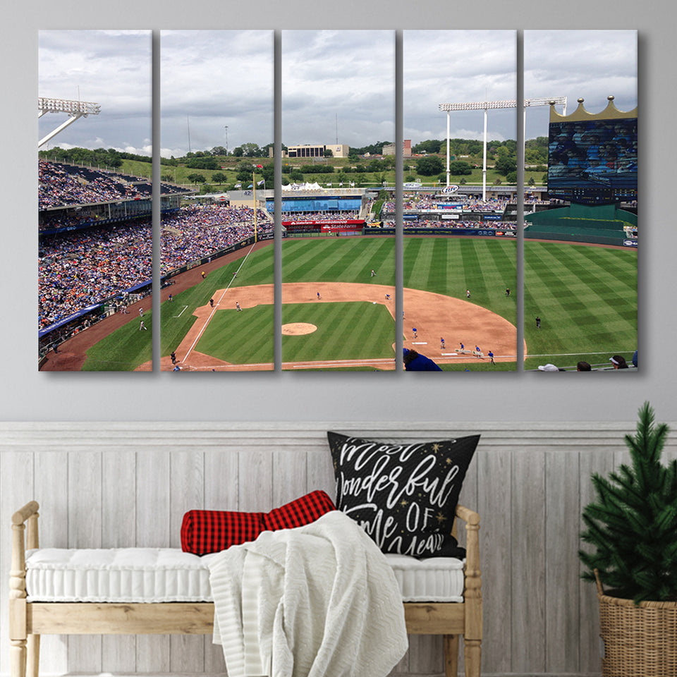 Kauffman Stadium Interleague, Stadium Canvas, Sport Art, Gift for him, Multi Panels B, Canvas Prints Wall Art Decor